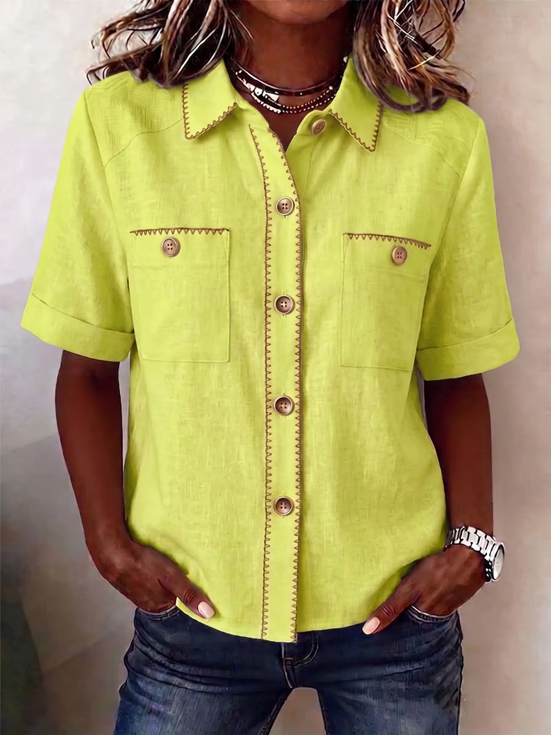 Clearance Sale🔥 Women's Casual Short Sleeve Button-Down Shirt