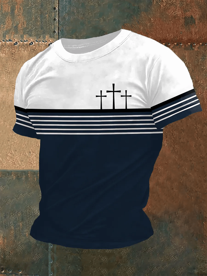 Men's Vintage Faith Cross Print T-Shirt