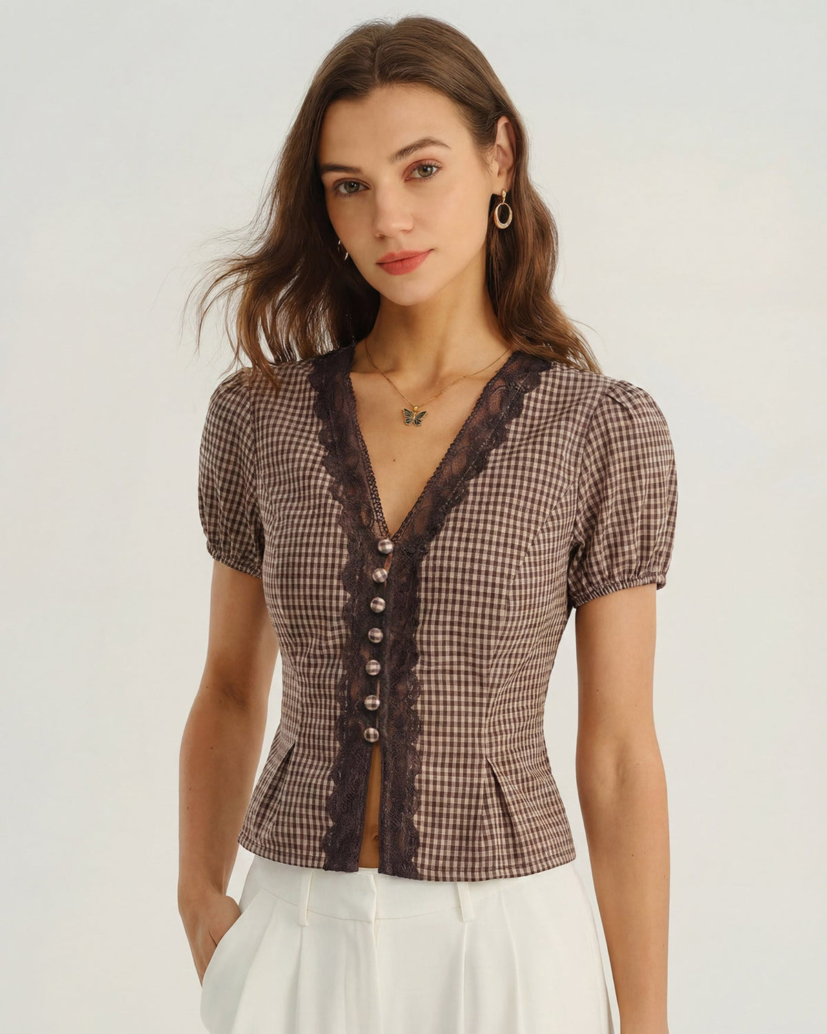 Summer Style🌸Jacquard Lace Button Blouse