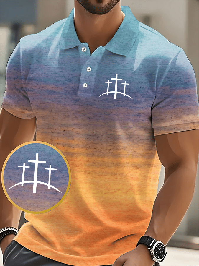Men's Faith Printed Casual Polo Shirt