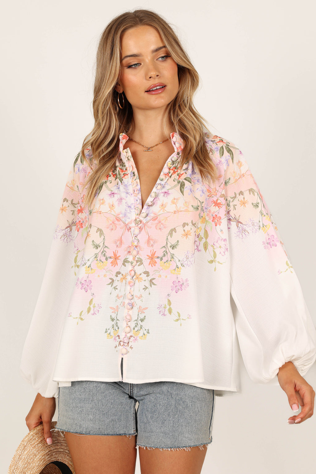 New Arrivals 💙 Romantic Loose Fit Floral Shirt With Puff Sleeves