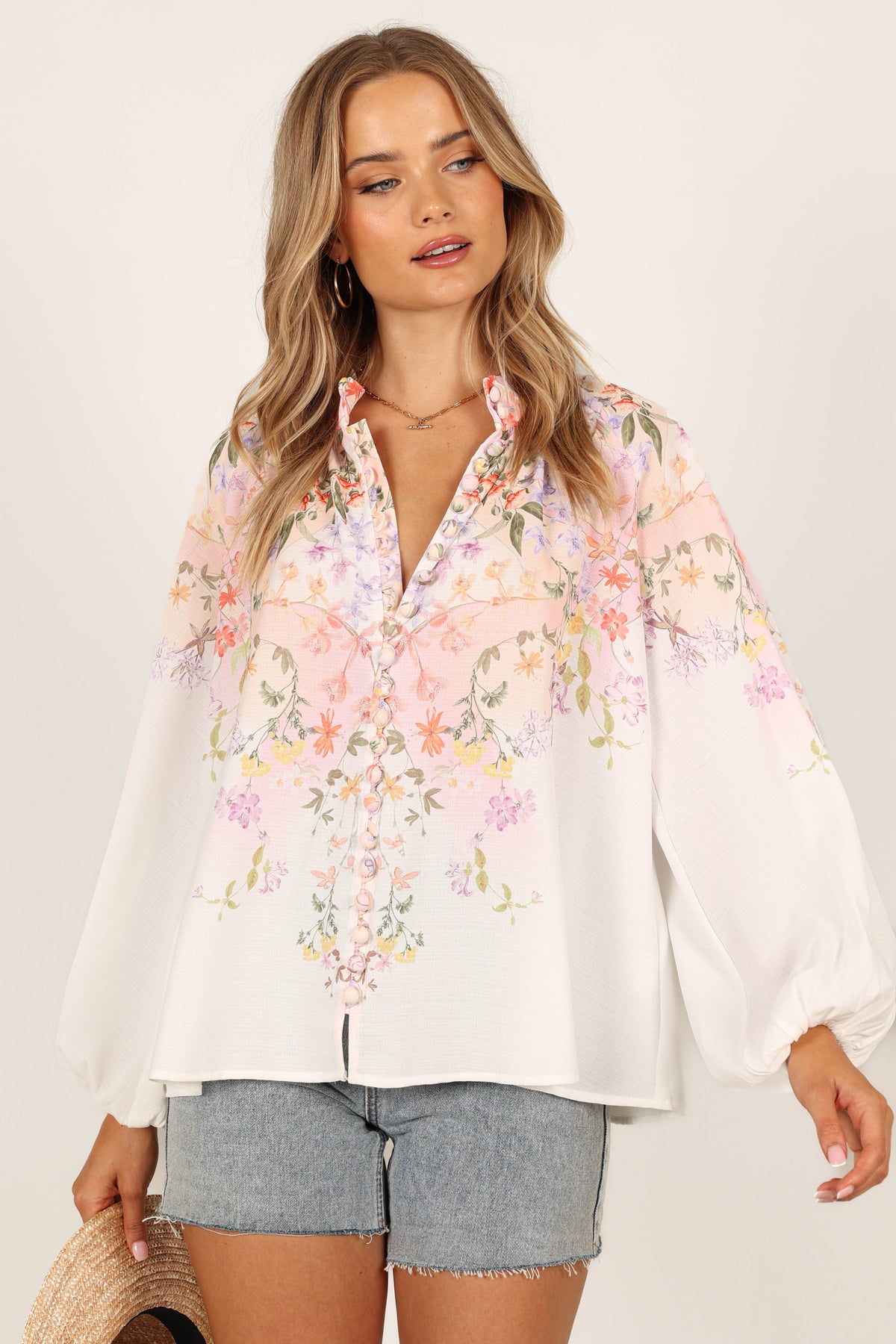 New Arrivals 💙 Romantic Loose Fit Floral Shirt With Puff Sleeves