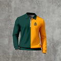 Men's Casual Color Matching Printed Long Sleeves Polo Shirts