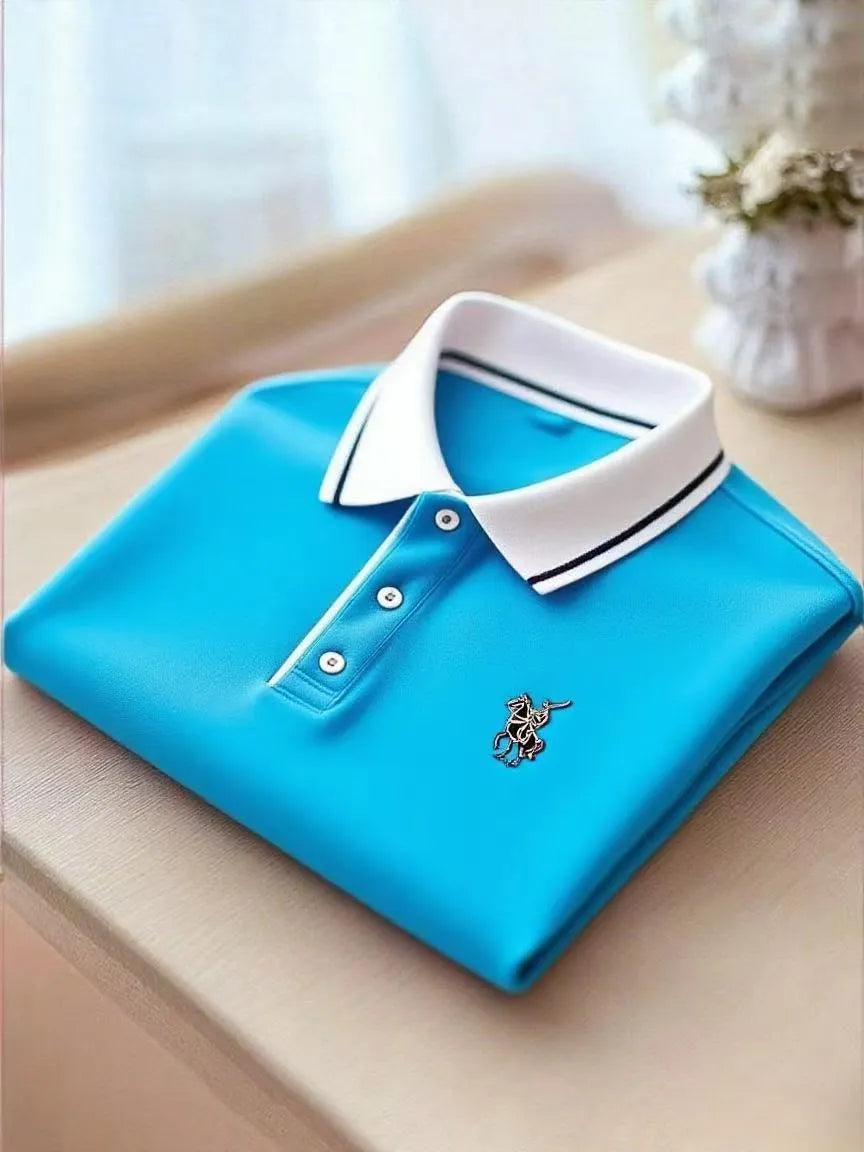 Men's Business Casual Button Short Sleeve Polo Shirt A002362