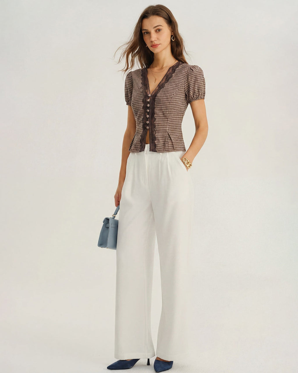 Summer Style🌸Jacquard Lace Button Blouse