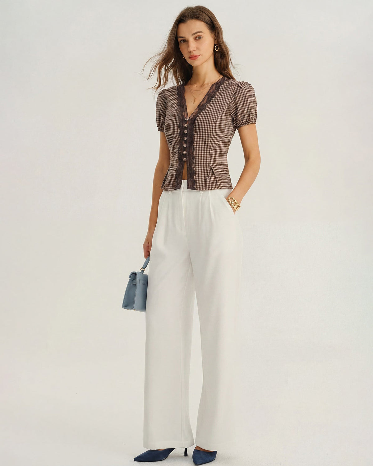 Summer Style🌸Jacquard Lace Button Blouse