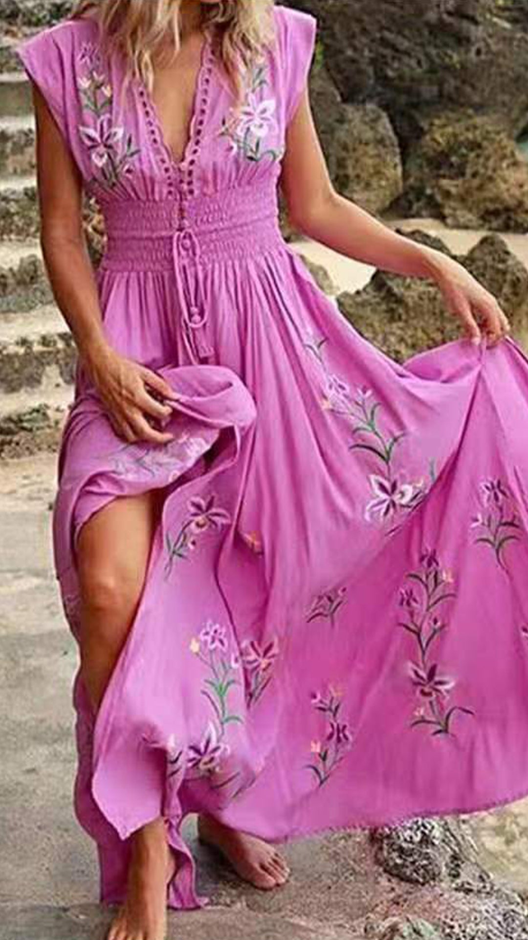 Women's   Floral  Cotton-Blend Maxi Dress