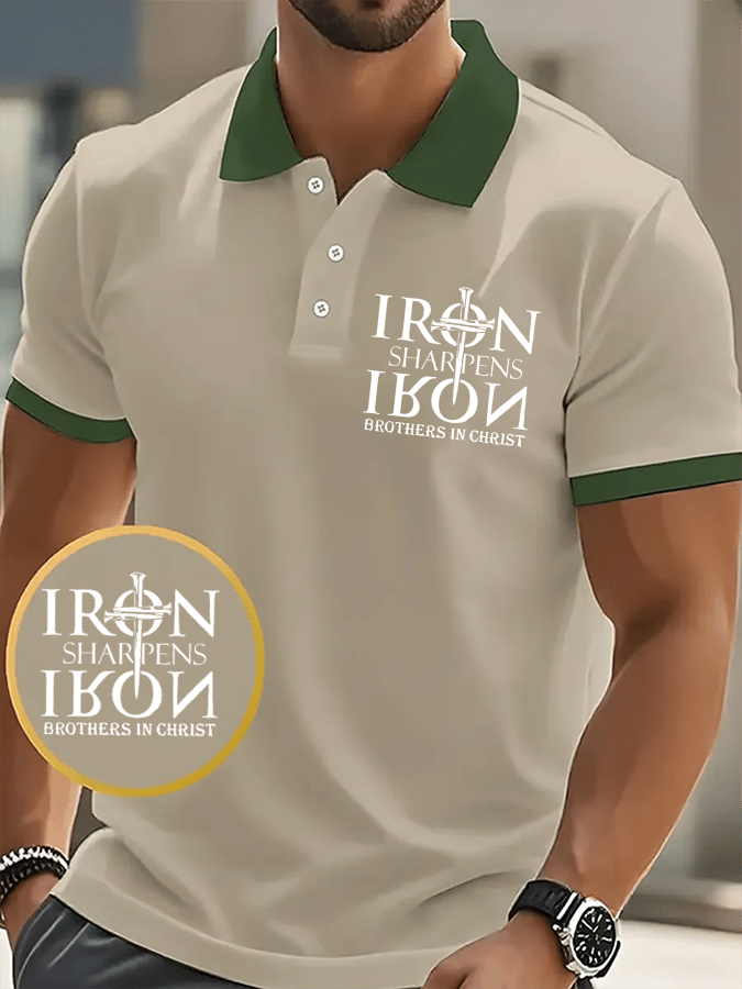 Men's Retro Faith “Faith Over Fear”  Casual Printed Polo Shirt