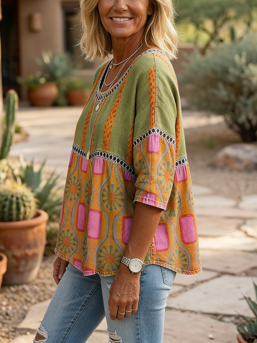 New Arrivals🔥 Women's Vintage Abstrct Casual Loose Blouse Shirt