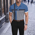 Men's Business Casual Polo Collar Geometric Printed Short-Sleeved Shirt183600