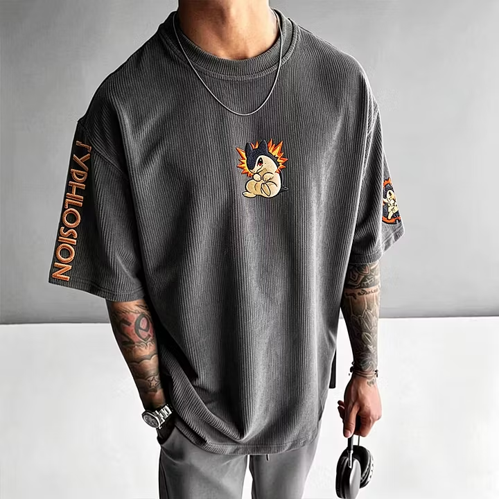 Pokémon Anime-Inspired Vintage Waffle Knit T-Shirt