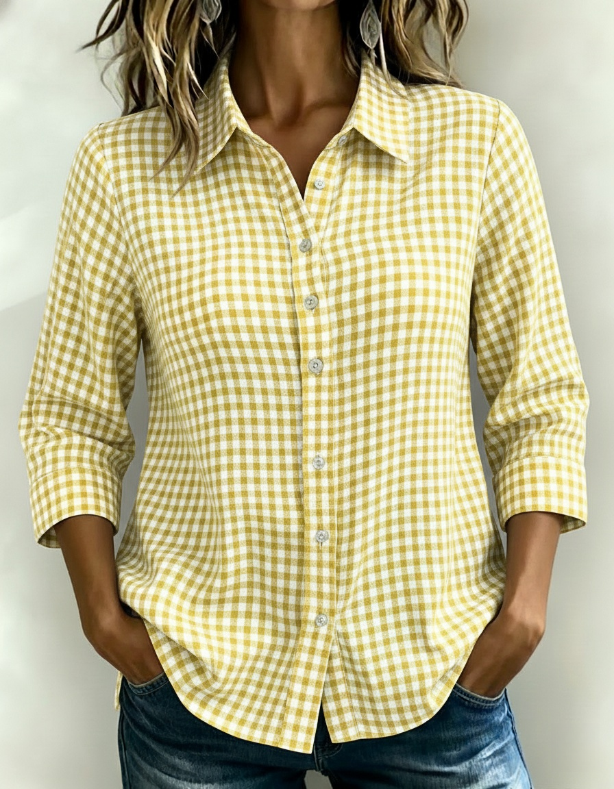 CLEARANCE SALE🔥 Women's Gingham Check Button-Down Shirt