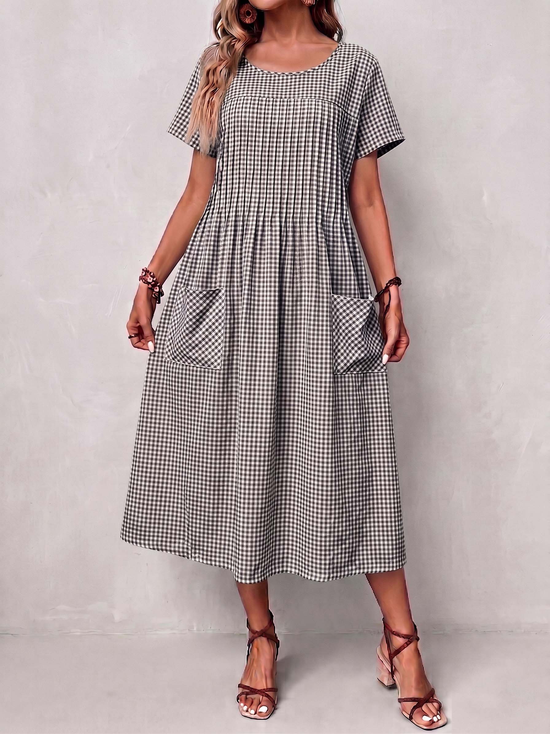 Gingham Meadow Midi Dress