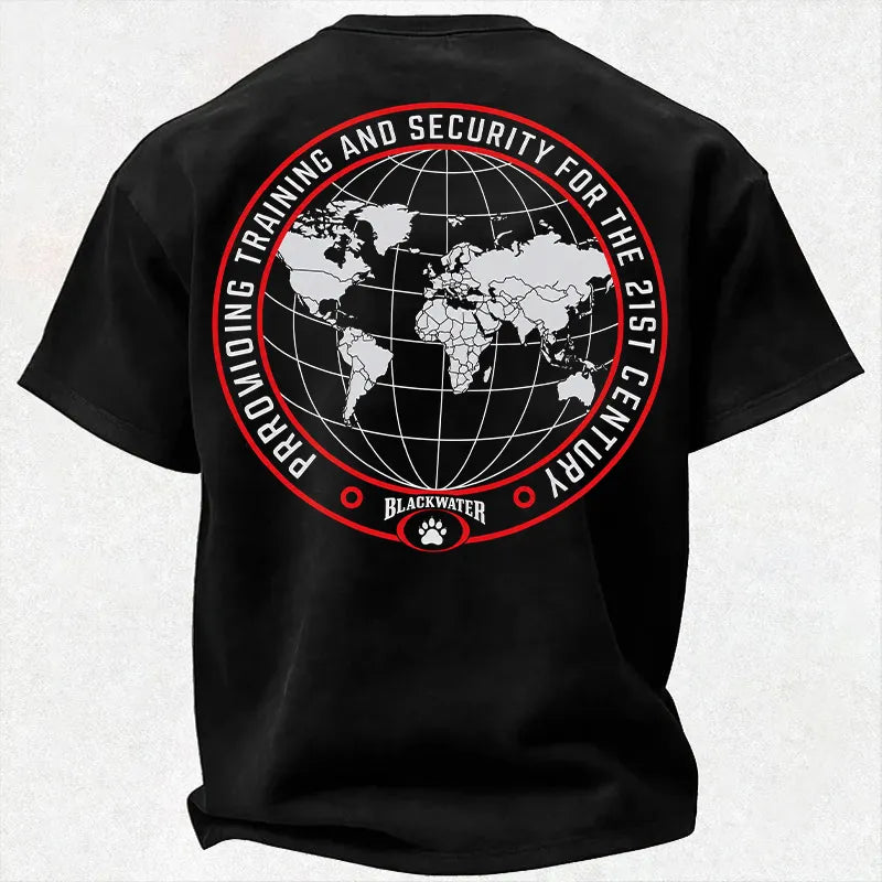 BW PROVIDING TRAINING AND SECURITY FOR THE 21ST CENTURY Red Scope Print Men's T-shirt
