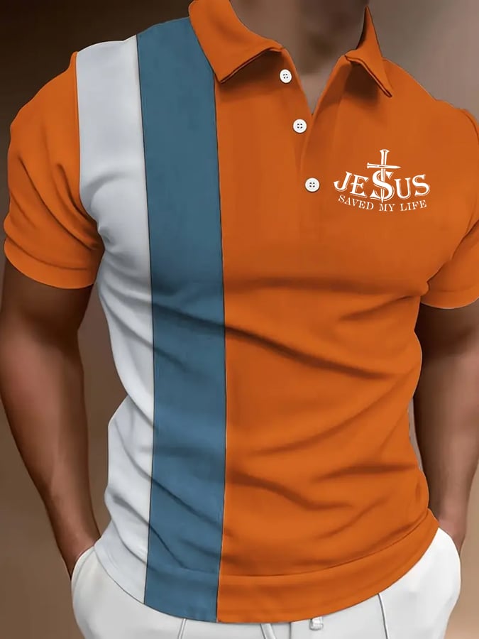 Men'S Jesus Saved My Life Print Polo Shirt