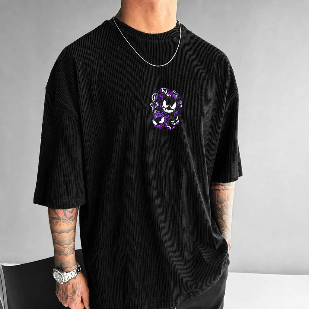 Pokémon Unisex Anime-Style Retro Corduroy Oversized T-Shirt