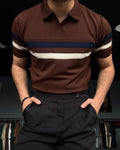 Men's Business Casual Polo Collar Geometric Printed Short-Sleeved Shirt