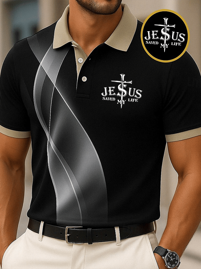 Men's Faith Printed Casual Polo Shirt