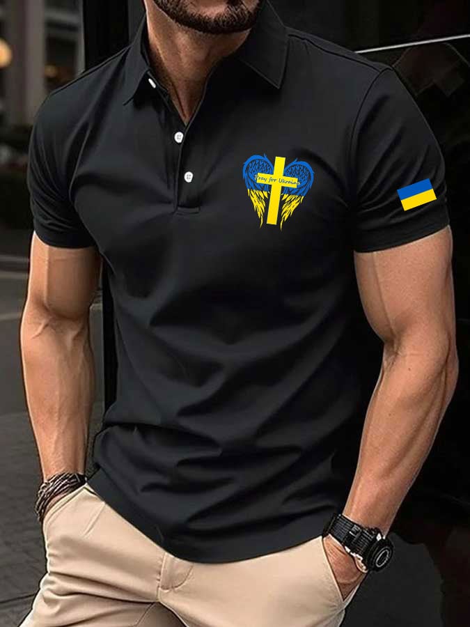Men's Ukraine print polo shirt