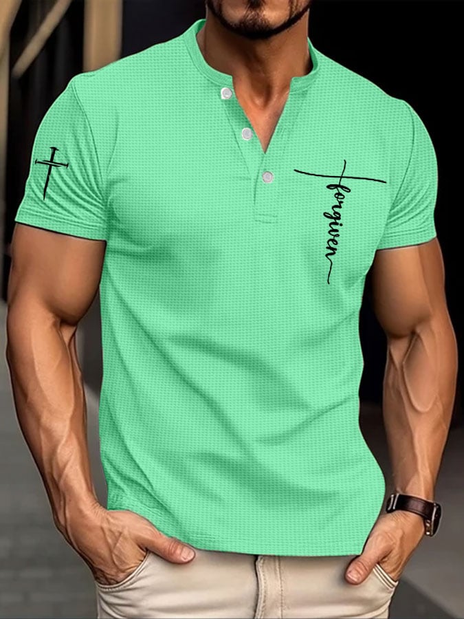 Men's Stylish Casual Faith Waffle Henley Shirt
