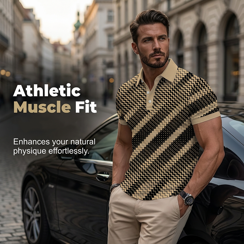⏳Time-Limited Special⏰Men's Geometric Print Collared Shirts – Muscle Fit, Breathable, Fade Resistant ✨ LF20444677KAQ