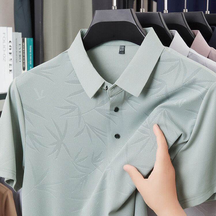 Men's Casual Printed Solid Color Short-Sleeve Polo Shirts (Runs Small | Size Up 1 Size）