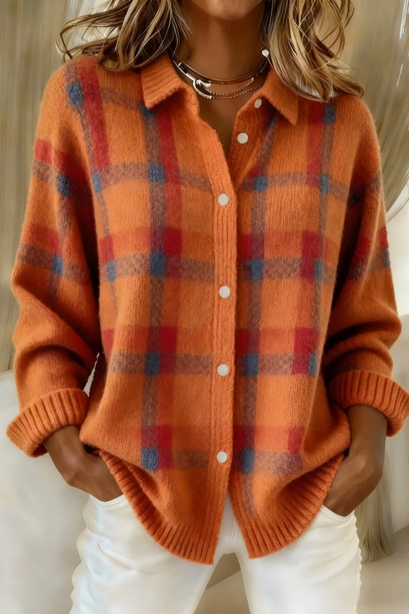 CLEARANCE SALE 🔥 Soft Knit Check Cardigan