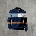 Men's Casual Color Matching Printed Long Sleeved Polo-Shirts