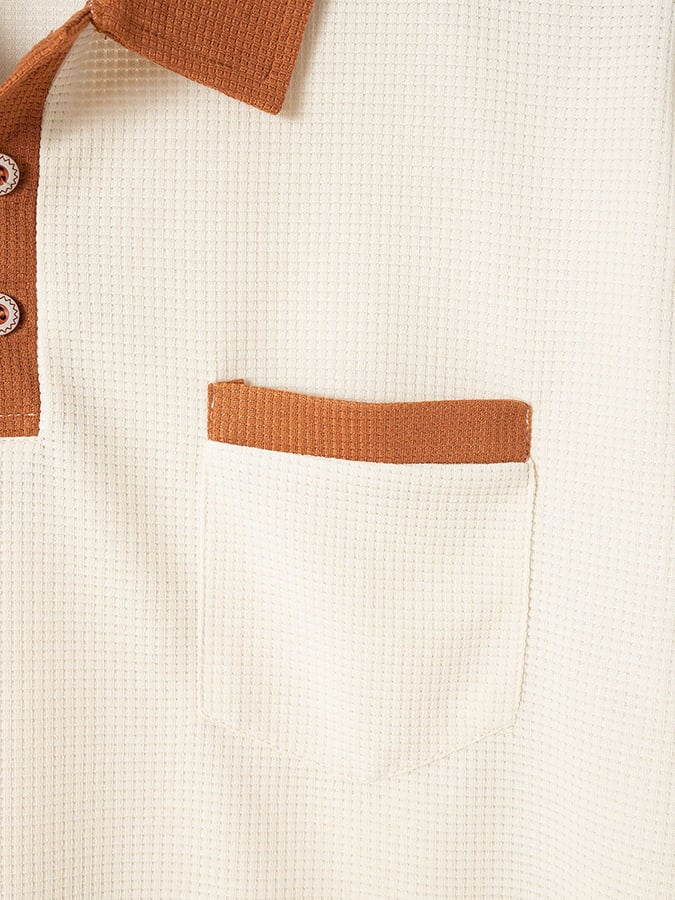 Men's Waffle Fabric Fashion Casual Polo Shirt (With Pockets)