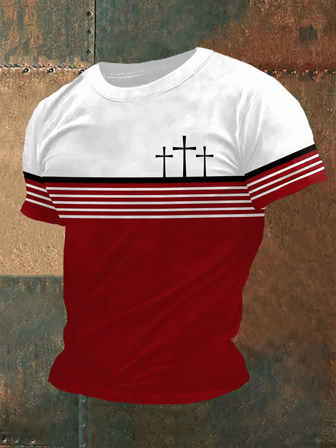 Men's Vintage Faith Cross Print T-Shirt