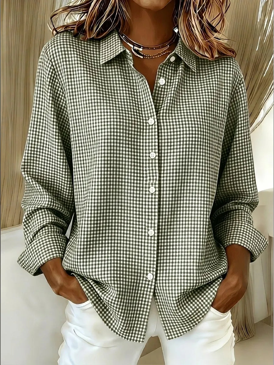 CLEARANCE SALE🔥 Women's Casual Gingham Long Sleeve Button Down Shirt