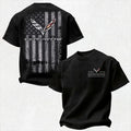 Vette C7 Logo American Flag Distressed Cotton Print Men's T-shirt
