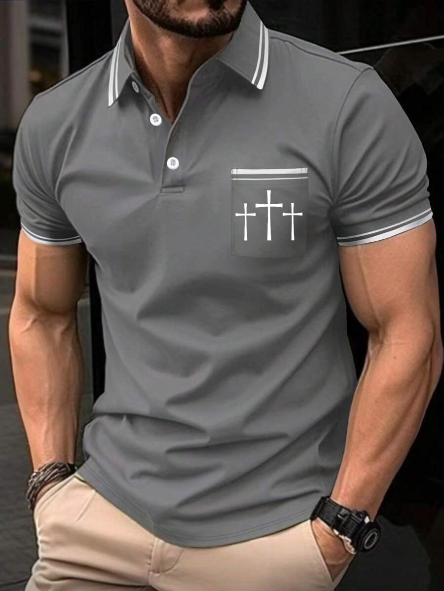 Men's Retro Faith  Casual Printed Polo Shirt