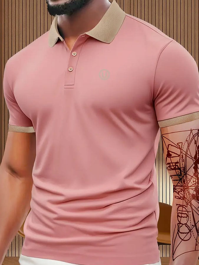 Men'S Casual Classic Letter Pattern Polo Shirt