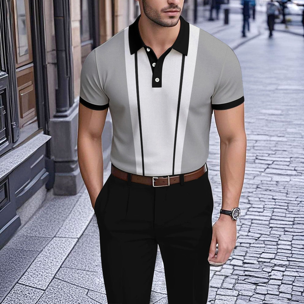 Men's Printed Short Sleeve Polo Shirt 2506000030