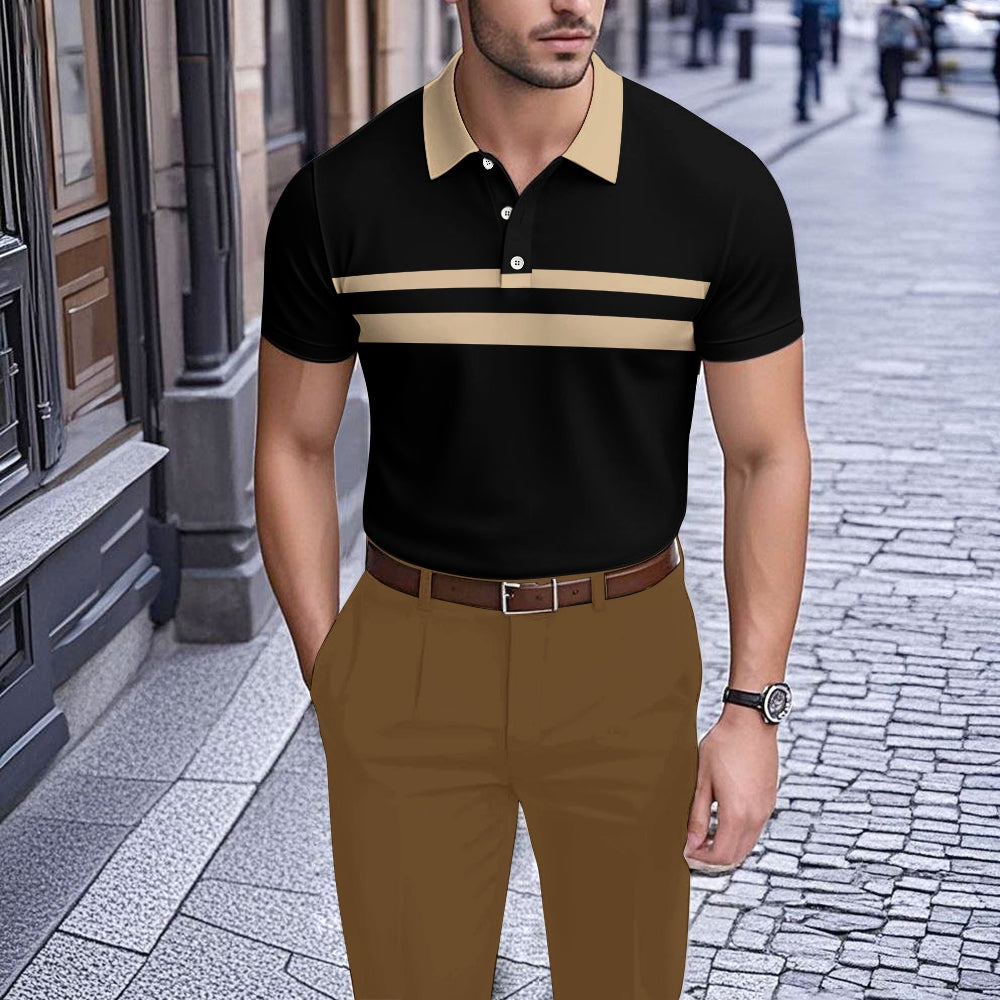 Men's Printed Short Sleeve Polo Shirt 2506000032