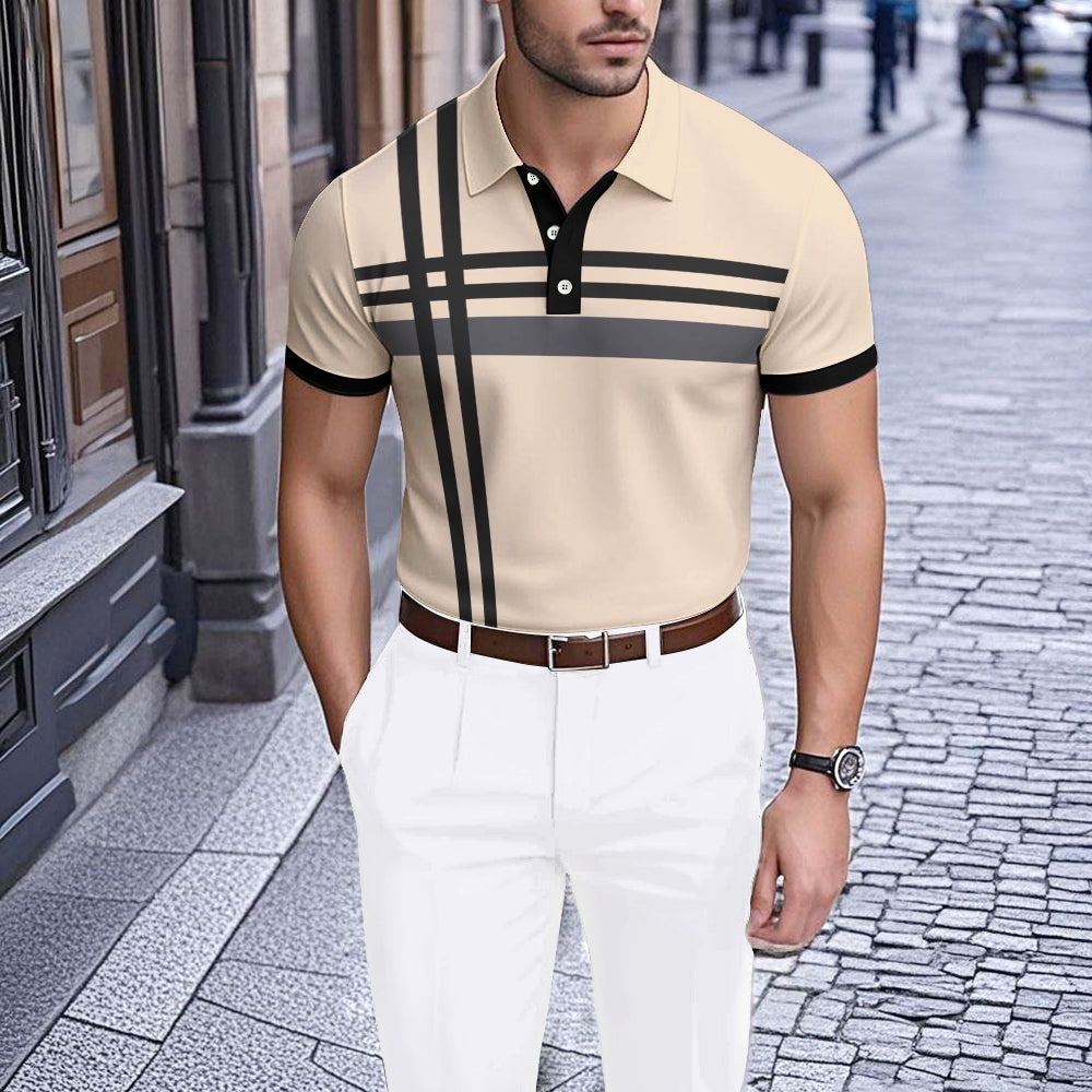 Men's Printed Short Sleeve Polo Shirt 2506000035