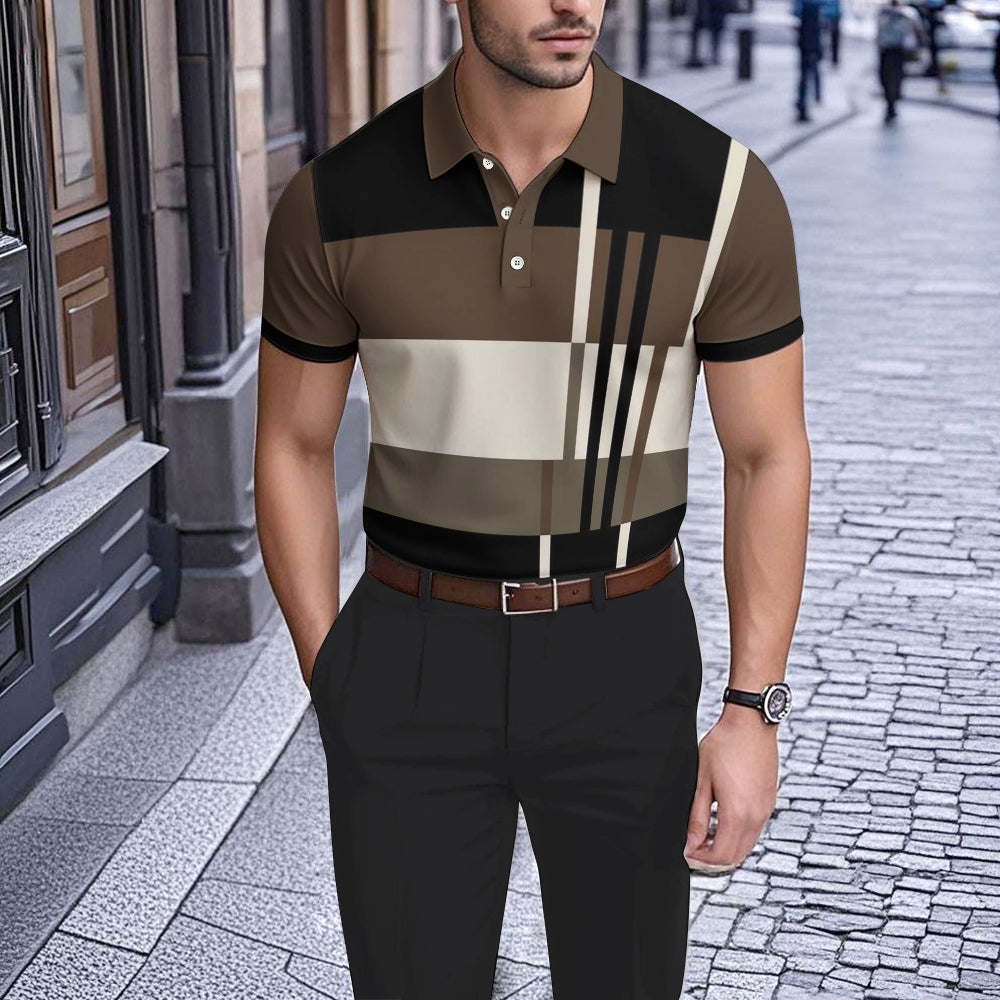 Men's Printed Short Sleeve Polo Shirt 2506000047