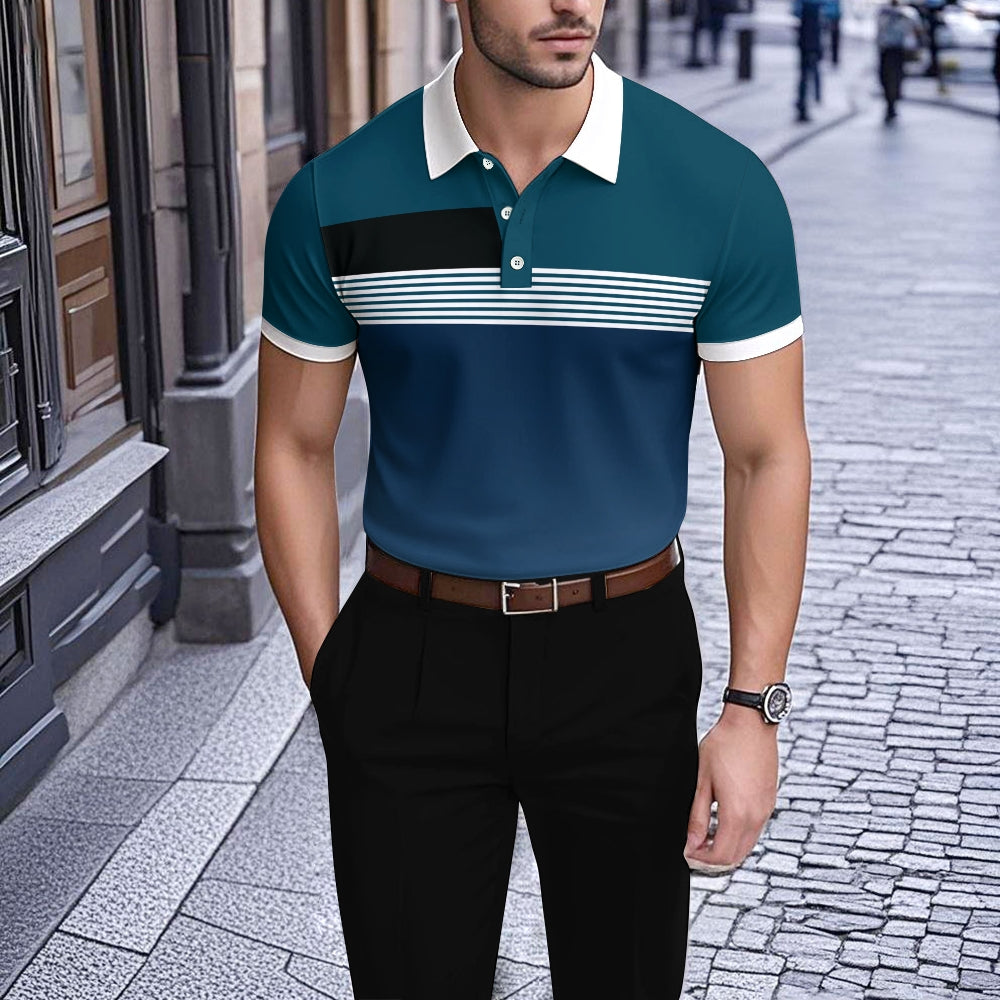 Men's Printed Short Sleeve Polo Shirt 2506000069