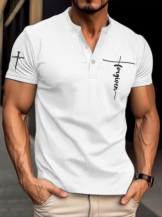 Men's Stylish Casual Faith Waffle Henley Shirt