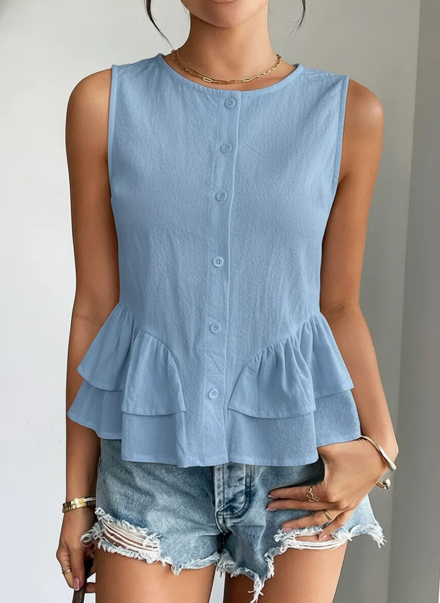 CLEARANCE🔥 Women's Casual Sleeveless Ruffled Hem Shirt