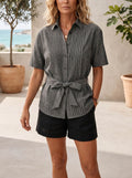 The Heritage Pleated Waist-Tie Blouse