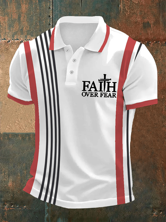 Men's Retro Faith  Casual Printed Polo Shirt