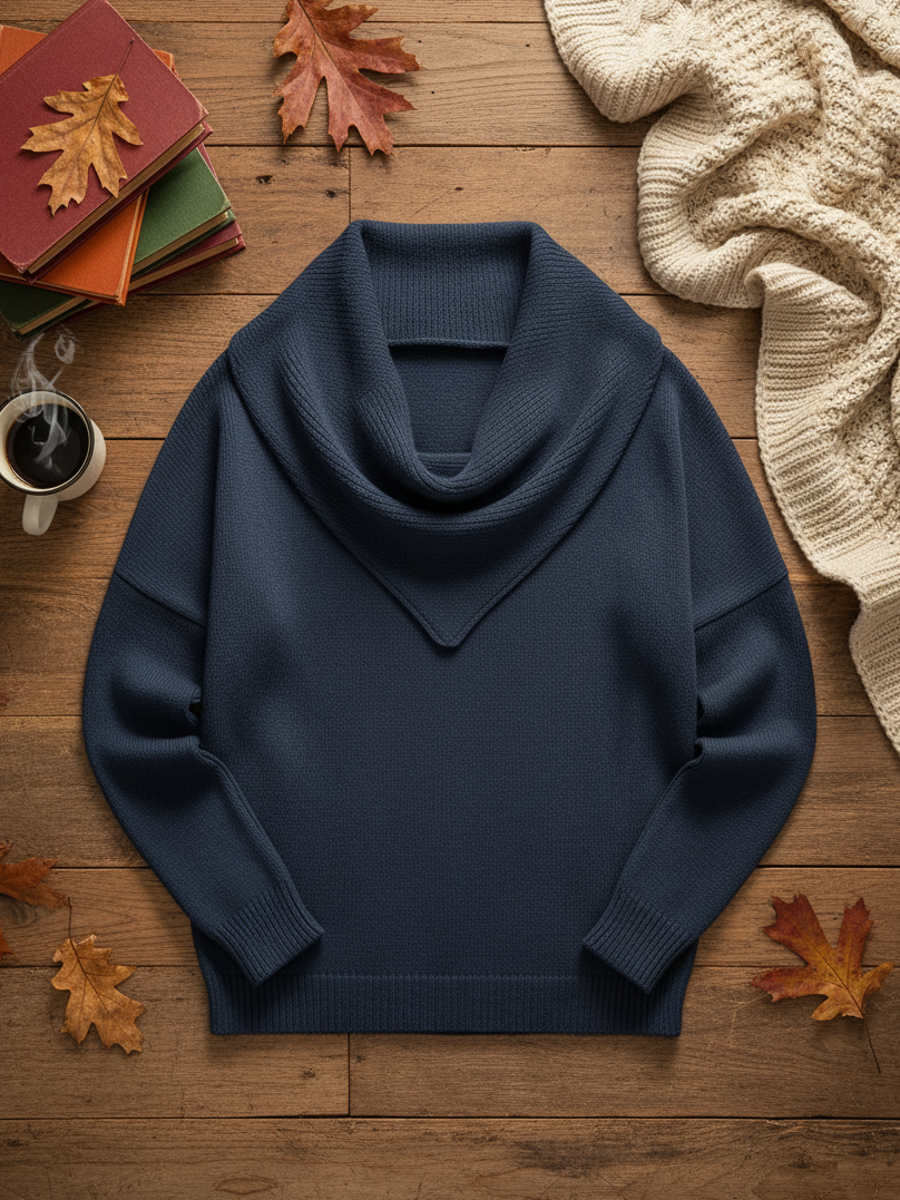 CLEARANCE SALE🔥 Elegant Retro Soft Triangle Neck Solid Color Sweater Top