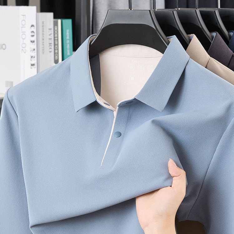 Men's Casual Solid Color Short-Sleeve Polo Shirts (Runs Small | Size Up 1 Size）