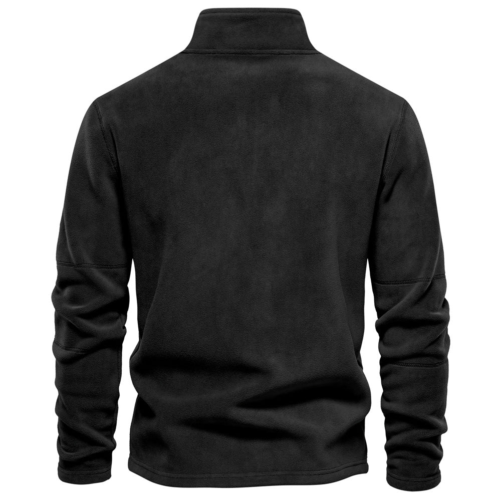 Men's Stand Collar Zip Long Sleeve Polar Fleece Sweatshirt 191597
