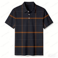 Men's Black Plaid Casual Short Sleeved Polo Shirt