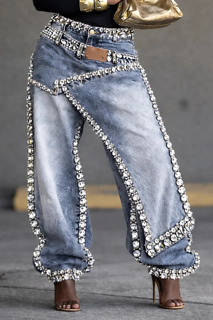 Women's Two-Piece Street Style Fashion Jeans&Diamond Jeans