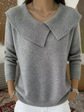 Women's Turtleneck Sweater Vintage Ribbed Turndown Patchwork Knitted Textured Long Sleeve Regular Tops