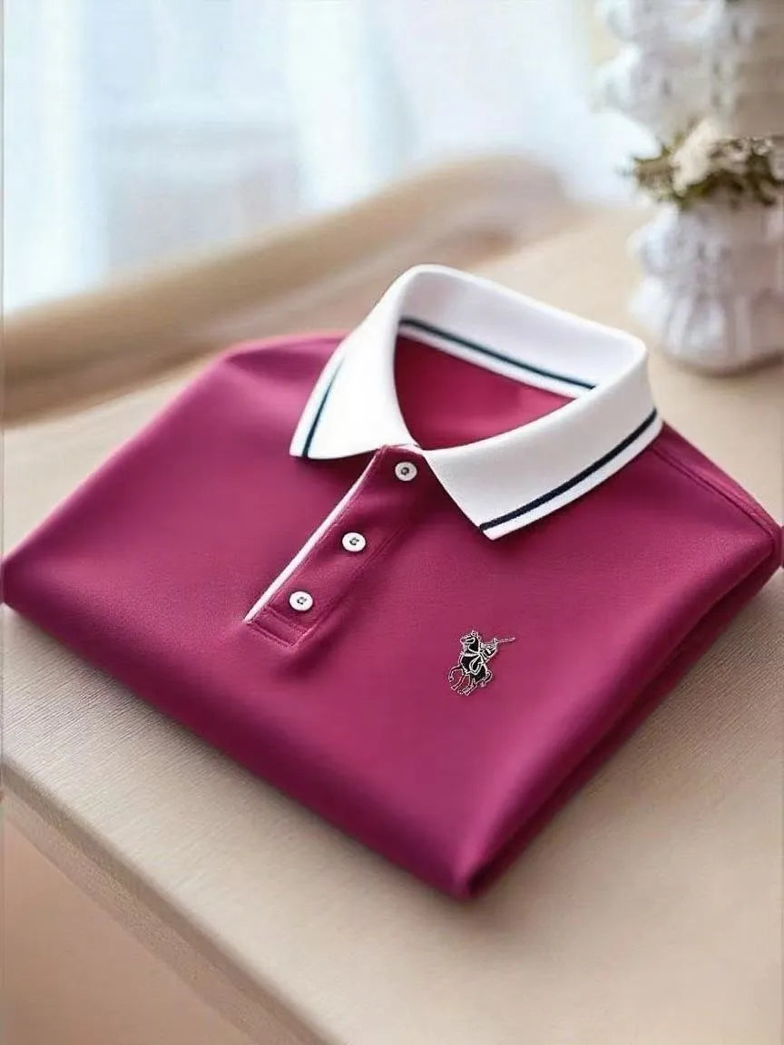 Men's Business Casual Button Short Sleeve Polo Shirt A002362